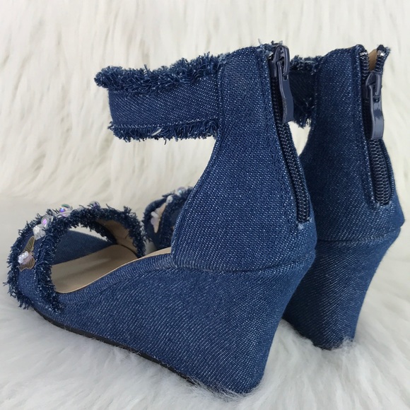 Fashion Denim Wedge Sandals - Picture 9 of 11